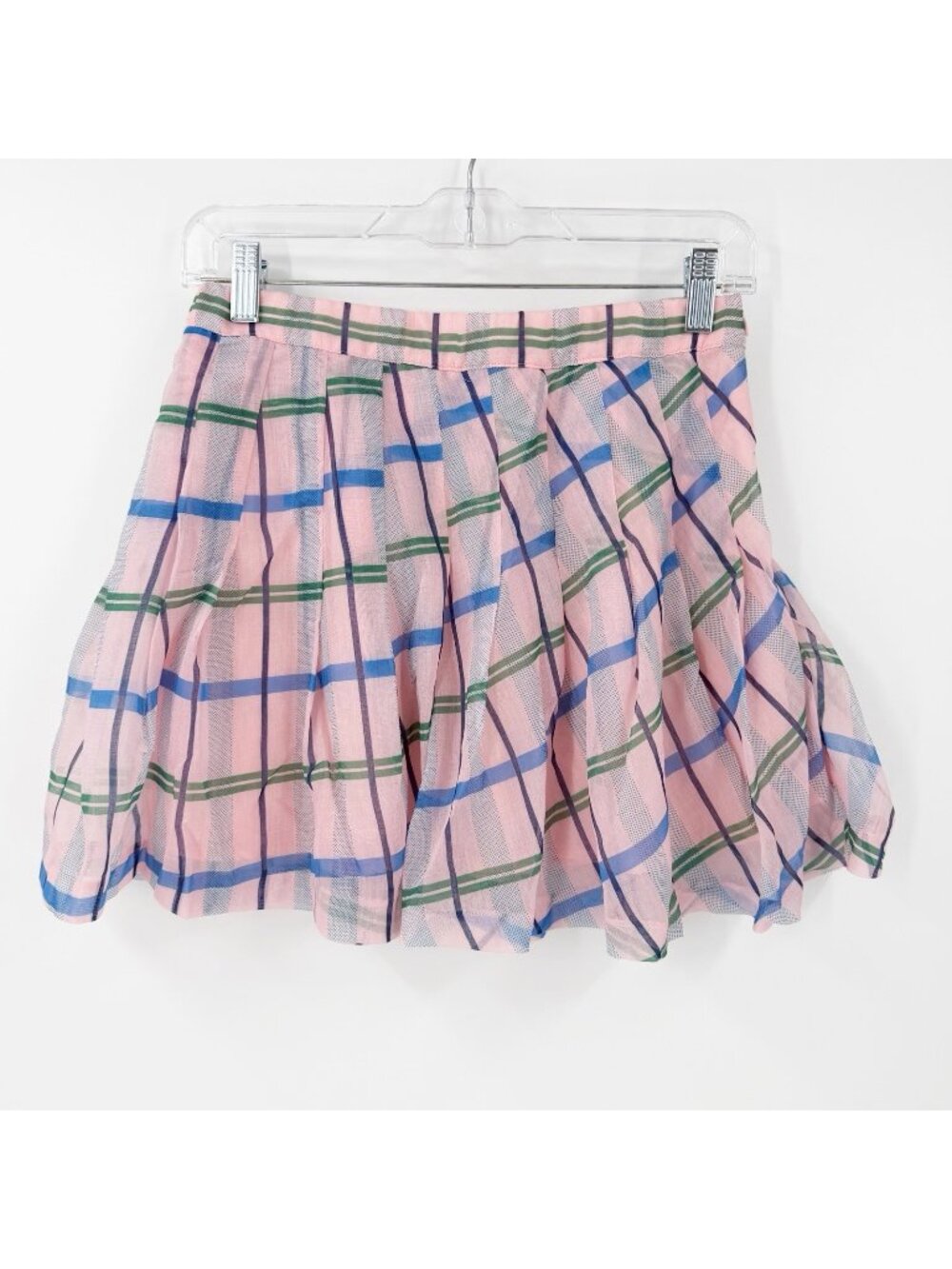 BURU Pink Plaid Preppy Mini Skirt Size S Pleated Girly